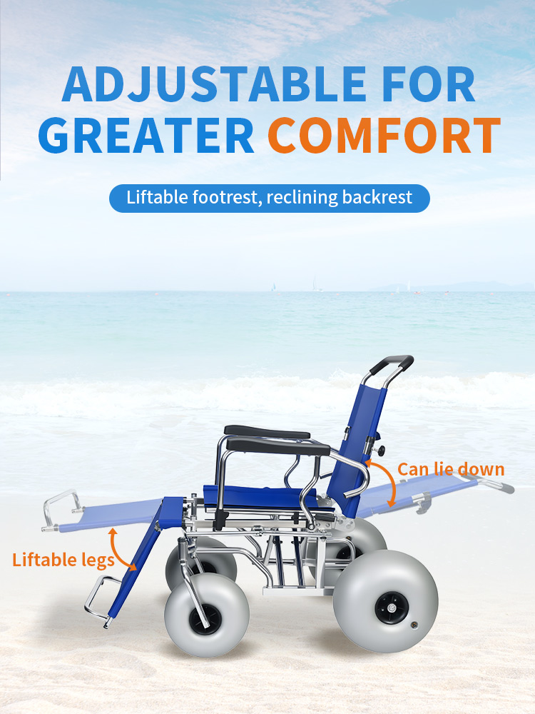 YSB02 Stainless Steel Folding Floating Beach Wheelchair