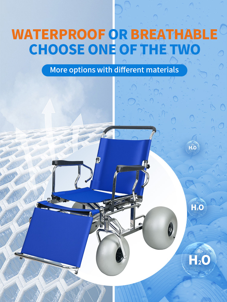YSB02 Stainless Steel Folding Floating Beach Wheelchair