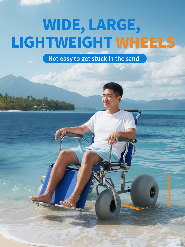 YSB02 Stainless Steel Folding Floating Beach Wheelchair